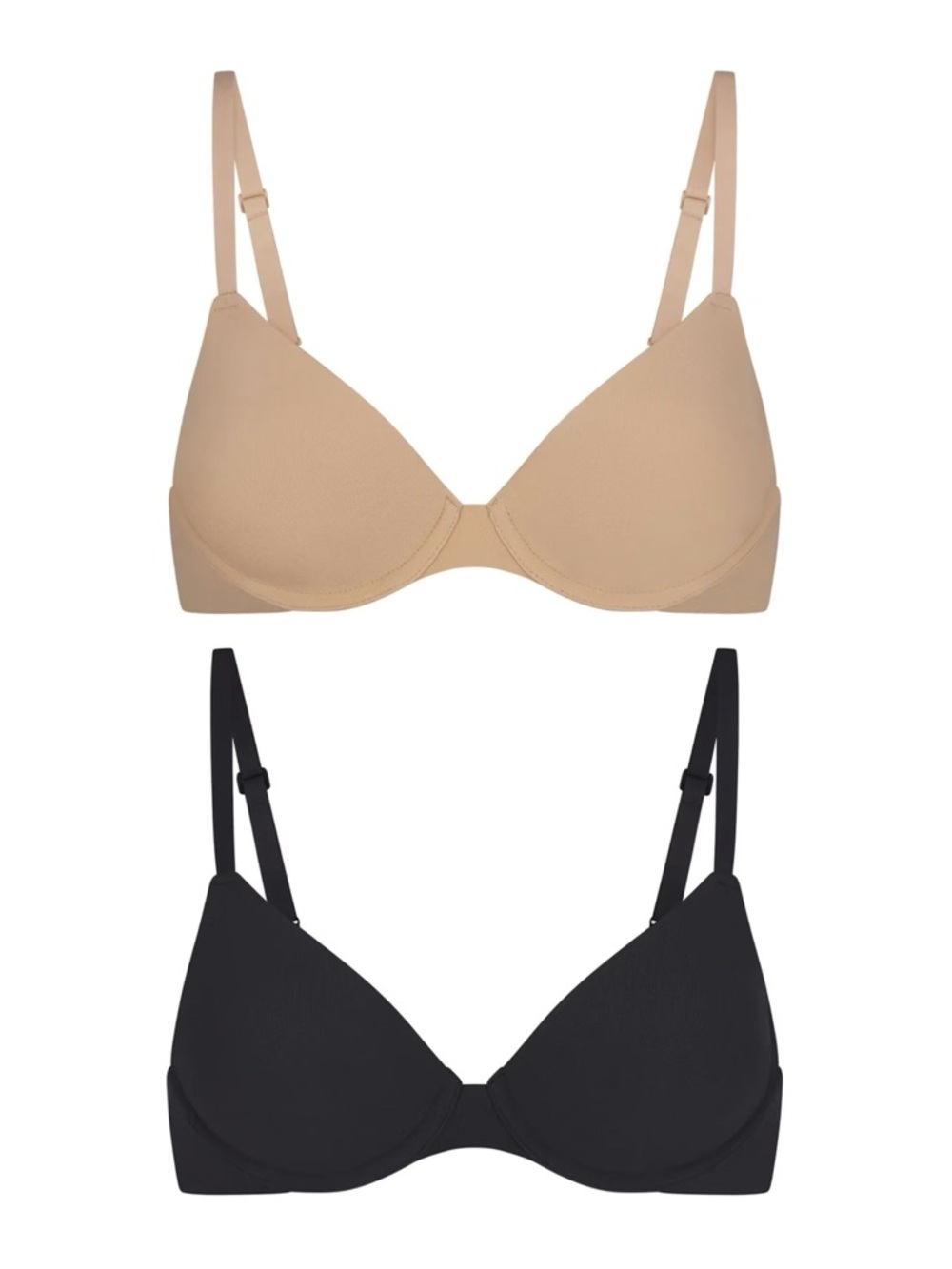 Skims Fits Everybody T-Shirt Bra bundle in Clay/Onyx 32C
